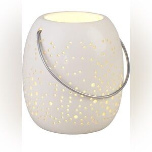 NIB 6" frosted snowflake lantern white  led light shine home decor